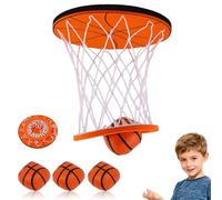 ceiling basketball hoop,Portable Ceiling Swish Mini Basketball Hoop with Soft Ball,Funny Stress-Relief Indoor Game for Kids Adults,Bedroom Office Wall Mount Basketball Toy (1SET-3 balls)