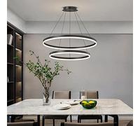 Ceiling Chandelier Acrylic Anti-Flicker Black Pendant Light Fixtures with Remote Control Dimmable Color Mode & Brightness Island Lights for Kitchen Dining Room