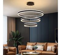 Ceiling Chandelier Acrylic Anti-Flicker Black Pendant Light Fixtures with Remote Control Dimmable Color Mode & Brightness Island Lights for Kitchen Dining Room