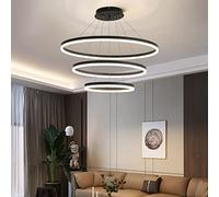 Ceiling Chandelier Acrylic Anti-Flicker Black Pendant Light Fixtures with Remote Control Dimmable Color Mode & Brightness Island Lights for Kitchen Dining Room