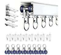 Ceiling Curtain Track 0.5-12m, Heavy Duty Curtain Rail Track, Wall Mount Sliding Sliding Curtains Tracks Rods for Room Divider, Bathroom, Doorway, Closet, Kitchen, with Clips(2.9M)