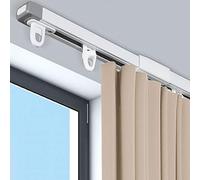 Ceiling Curtain Track, Extendable Curtain Rail, Nano Silence Curtains Rail, Ceiling Or Wall Curtain Track Mount With Fitting, White Adjustable Single Curtain Track 85cm-330cm,Ceiling Mounted,1.75-