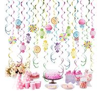 Ceiling Decorations - 48pcs Candy Spiral Decorations | Lollipop Hanging Swirl Ornaments | Colorful Party Ceiling Decor Set | For Birthday Party Halloween Thanksgiving Use