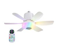 Ceiling Fan Lights Remote, Flush Mount Bedroom Fan, Dimmable LED Lighting Fixture, Silent 3 Speed Air Circulator, Smart Timing Control Ceiling Ventilador with Music Speaker for Home Use 47x18cm