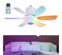 Ceiling Fan Lights Remote, Flush Mount Bedroom Fan, Dimmable LED Lighting Fixture, Silent 3 Speed Air Circulator, Smart Timing Control Ceiling Ventilador with Music Speaker for Home Use 47x18cm