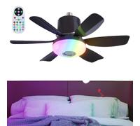 Ceiling Fan Lights Remote, Flush Mount Bedroom Fan, Dimmable LED Lighting Fixture, Silent 3 Speed Air Circulator, Smart Timing Control Ceiling Ventilador with Music Speaker for Home Use 47x18cm