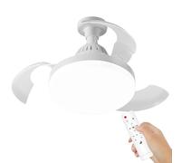 Ceiling Fan with Light, Small Electric Fan Lamp, Natural Wind Circulation, Remote Control Quiet Motor Design for Kitchen, Living Room, Dorm, Apartment, Hotel Room, 7.09 inches
