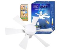 Ceiling Fan with Lights and Remote Control, 40W 3-Speed Quiet Ceiling Fan Light, E27 Bulb Socket, 3 Color Temperatures Dimmable, 6-Blade Fan Lamp with Timing, for Bedroom, Living Room, Office (White)
