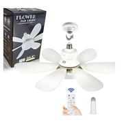 Ceiling Fan with Lights and Remote, E27 Bayonet Screw in Ceiling Fans Lights, Dimmable Led Outdoor Lights with Fan, 52cm Small Bulb Fans for Bedroom Kitchen Bathroom Garage