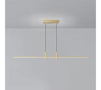 Ceiling Lights, 2 Light Gold Linear Chandelier Fixture with Spotlight Contemporary LED Long Strip Pendant Matte Black Kitchen Island Hanging Lamp for Dining Room Restaurant