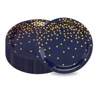 CEILIWEN Piatti di carta blu marino, CEILWIEN 50 piatti di carta blu navy con pois dorati in pellicola, piatti di carta, piatti di carta, stoviglie per feste, 9 pollici/23 cm (blu navy/dorato)