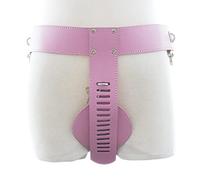 Ceinture Chasteté Cage De Chasteté Feminine Cuir Ceinture De Chasteté Femme Avec Serrure Chastity Belt Torture érotique Cage à Pénis Esclave Sextoyse Couple Plaisir (Pink)