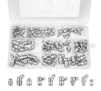 Ceisazira 60 pezzi set di ingrassatori, Grasso Raccordo Assortimento M6 M8 M10, Ingrassatori Testine 45° 90° 180°, Raccordo per Ingrassatore con Scatola Portaoggetti, per Pistole per grasso