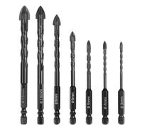 Ceisazira 7 Pezzi Set Punte Trapano, Punte Trapano per Piastrelle, Punta Trapano per Vetro, Trapano Nero, Accessori Trapano Professionali per Vetro, Piastrelle, Ceramica, Granito, Marmo, Plastica