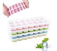 Ceisazira Set di 4 Stampo Ghiaccio Silicone, Impilabile Vassoio per Cubetti Ghiaccio con Coperchio, Ice Cube Tray BPA Free, Facili da Rilascio Formine Ghiaccio per Cocktail, Whisky, Bevande, Caffè