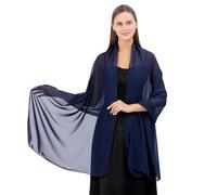 CEJAS 1 Coprispalle Blu Elegante, Sciarpa Di Chiffon, Lunga 200 Cm, Larga 70 Cm, Per Cerimonia, Teatro, Sera, Inverno
