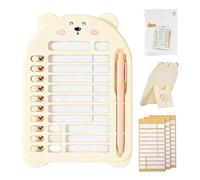 CEJAS 1 Pezzo To Do List Planner con 13 Fogli Bianchi, Lavagna per Liste con Supporto e Penna, Tabella di Comportamento Giornaliera Portatile per Bambini e Adulti, Carino Orsetto- Beige