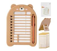 CEJAS 1 Pezzo To Do List Planner con 13 Fogli Bianchi, Lavagna per Liste con Supporto e Penna, Tabella di Comportamento Giornaliera Portatile per Bambini e Adulti, Carino Orsetto- Marrone