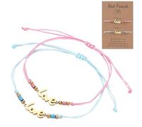 CEJAS 2 Pezzi Braccialetti Amico Set Braccialetto Amicizia con "love" Braccialetti di Coppia Abbinati per Famiglia dei Migliori Amici