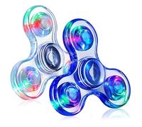 CEJAS 2 Pezzi Fidget Spinners Bomboniere per Feste LED Light Up Bulk Fidget Spinners, Bambini Fidget Toy Goodie Bag Stuffers, Glow in The Dark Forniture per Feste(Trasparente, Blu)