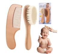 CEJAS 2 Pezzi Spazzole Neonato per Capelli e Serie di Pettini per Neonati - Spazzole in Legno Naturale con Setole di Capra Morbide - Regalo Perfetto per la Doccia per il Bambino