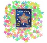 CEJAS 20A Pezzi Stelle Fluorescenti Adesive Soffitto, 3D Stelle e Luna Luminose da Parete Decorazione per Camera di Bambini, Stelline Adesive Luminose Colorate per Cameretta