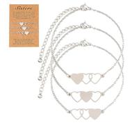 CEJAS 3 Pezzi Braccialetto Dell'Amicizia per 3 con Ciondolo a Forma di Cuore, per Ragazze e Donne, Ideale Come Regalo di Compleanno per la Migliore Amica(Argento)