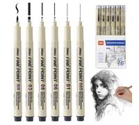 CEJAS 6 Pezzi Matite per Calligrafia, Penne a Pennello, con Diverse Punte di Penna, Pennarelli Neri, Handletter Fineliner e Matite per Pittura, Inchiostro di Alta Qualità a Rapida Asciugatura