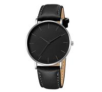 CEKOCK orologio casual da uomo classico orologio in pelle al quarzo semplice orologio in metallo piccolo orologio da uomo in maglia di acciaio inossidabile (confezione regalo) (Color : P Silver Black