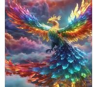 Cekog Colorful Phoenix Diamond Painting Kit for Adults,5D Round Full Drill Landscape Birds Diamond Art Kits,DIY Crystal Embroidery Gem Art Picture Craft for Living Room Home Decor 80x80 cm