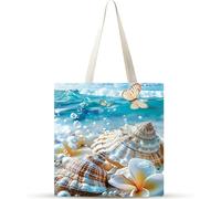 Cekog Conchiglie dell'oceano Tote Bag Borsa in Tessuto,set di 2 Donna Borse Tote Stampata,Riutilizzabile borsai Shopper, borsa Tela Donna borse da Spiaggia per Lavoro, Shopping, Scuola