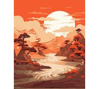 Cekog DIY Scenic River Moon Dipingere con i Numeri Adulti,Paint by Numbers Kit per Quadri da Dipingere Numerati Include Pennelli e Colori Acrilici,per Casa Parete Decorazione senza Cornice,20x30 cm