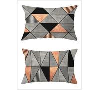 Cekog Fodere per Cuscini Lombare Grigio Marrone Nero,Set di 2 Federa Copricuscini Lino Federa per Cuscino Rettangolare Copricuscini per Casa,Ufficio Giardino,Divano,Letto,Auto Decorazioni 40x60cm