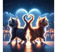 Cekog Love Cat Diamond Painting Kit for Adults,5D Square Full Drill Cute Cat Diamond Art Kits,DIY Crystal Embroidery Gem Art Picture Craft for Living Room Home Decor 60x60 cm