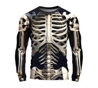 Celanisai 3D Scheletro Camicia Uomo Donna Halloween Costume Divertente Maglia a maniche lunghe Scollatura rotonda Gothic Top Spaventosa Coste Stampa Camicia casual Teschio Casual Streetwear