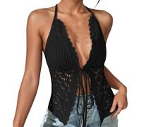 Celanisai Bikini Costume da bagno copricostume da donna | Celanisai Canotta Uncinetto Corta Scollo V Spiaggia Top Moda,