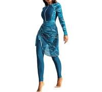 Celanisai Burkini, costume da bagno da donna musulmano, con protezione solare totale, con copertura completa, tankini, a maniche lunghe, 3 pezzi, costume da bagno Hijab