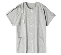 Celanisai - Camicia da uomo per post-intervento di spalla, per riabilitazione, con chiusura a pressione, strappo rimovibile, a maniche corte, completamente aperta sul lato, con bottone, per dialisi