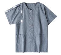 Celanisai - Camicia da uomo per post-intervento di spalla, riabilitazione, a maniche corte, con chiusura a pressione, completamente apribile lateralmente, con bottoni a pressione, per dialisi
