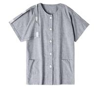 Celanisai - Camicia da uomo per riabilitazione post-intervento alla spalla, con chiusura a pressione, completamente apribile, a maniche corte, con bottone, per dialisi e chemioterapia, camice