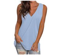 Celanisai Canotta da donna, taglie forti, senza maniche, scollo a V, Y2k, elegante, per vacanze al mare, canotta estiva, oversize, confortevole, per il tempo libero e tutti i giorni