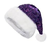 Celanisai Cappello di Natale da donna, cappello da strega, cappello di Babbo Natale, caldo, spesso, cappello di Babbo Natale, con paillettes dorate, per uomini e donne