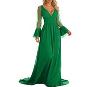 Celanisai Costume vittoriano da donna a maniche lunghe, scollo a V, abito da sera con maniche a lanterna, abito da cocktail formale con vita corsetto, abito lungo per feste, abito estivo