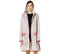 Celanisai Donna Elegante Impermeabile Lungo Polk Dot Drukrn Giacca a vento Impermeabile Trench Da Viaggio Con Cappuccio Motivo Floreale Giacca Outdoor Baggy Giacca da Ciclismo Leggera, O beige