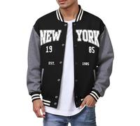 Celanisai Giacca da baseball da uomo college Sweat Jakce con ricamo New York, giacca bomber da uomo, slim fit, giacca da pilota, casual, alla moda, stile retrò, streetwear