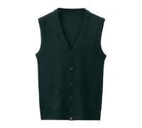 Celanisai Gilet Uomo Smanicato Pullover Weste V-Collo Cotone Maglione per Uomini Bottone Giù Gilet Autunnale Gilet da Tempo Libero Cardigan Monocromatico Moda Canottiera, O verde, XL