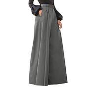 Celanisai Gonna per pantaloni da donna, elegante, larga, palazzo, lunga, elasticizzata, a vita alta, casual, per il tempo libero, leggera, elastica, O grigio., L