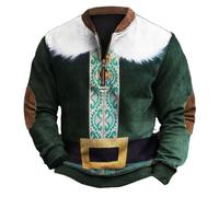 Celanisai Maglione natalizio da uomo con cerniera 1/4, divertente maglione natalizio con stampa a maniche lunghe, Ugly Christmas Sweater Vintage Classic Maglione natalizio, S verde scuro, XL