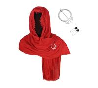 Celanisai Mantello medievale lungo con spilla, stile rinascimentale, sciamano, poncho medievale con spilla, in lino, per Halloween, vintage, gotico, con cappuccio, O rosso., Taglia unica