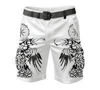 Celanisai Pantaloncini cargo da uomo Pantaloni corti con chiusura lampo e bottone, tasche multiple, mitologia nordica, pantaloncini estivi da uomo, casual, taglio casual, pantaloni sportivi, O bianco